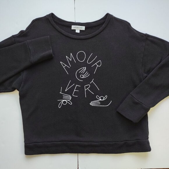 Amour Vert Organic Cotton Sweatshirt Relaxed Fit Crewneck  Women Size Small Boho - Picture 3 of 8